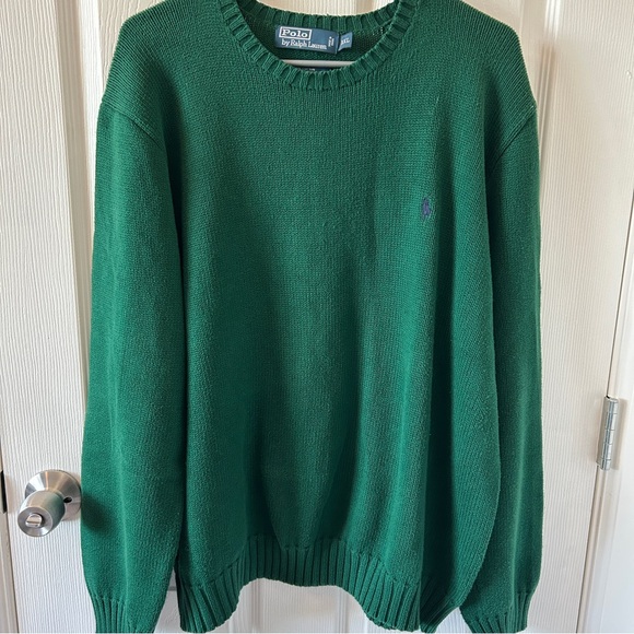 Polo by Ralph Lauren Forest Green Crewneck Sweater Blue Pony, Size XXL, Iconic - Picture 1 of 9